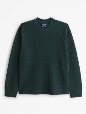 Abercrombie & Fitch Dark Green Textured Crewneck Sweater - Men